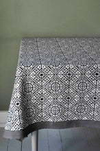 Load image into Gallery viewer, Tablecloth Organic Cotton Block Print - Tiles Black 150x250 cm