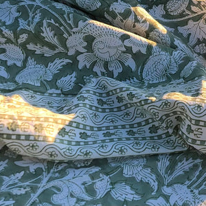 Tablecloth Block Print - Cardo Sage Green 165x340 cm
