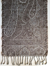 Load image into Gallery viewer, Muffler Scarf Paisley Dark Beige Wool Jacquard 35x165 cm