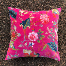 Load image into Gallery viewer, Cushion Cover Velvet Indian Flower Hot Pink