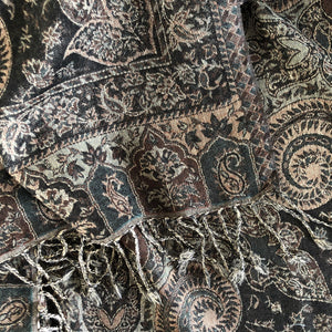 Shawl XL Paisley Brown Wool Jacquard 100x200 cm