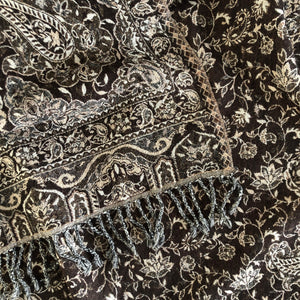 Scarf Paisley Brown Wool Jacquard 70x200 cm