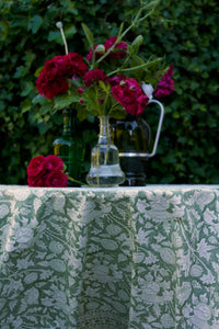 Tablecloth Block Print - Cardo Sage Green 145x220 cm