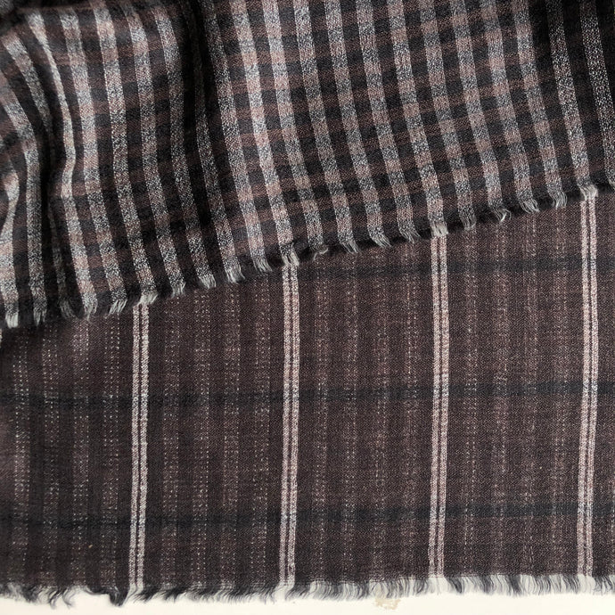 Scarf Reversible Checks Fine Wool Brown/Black