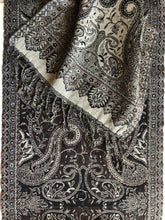 Load image into Gallery viewer, Muffler Scarf Paisley Dark Brown Wool Jacquard 35x165 cm