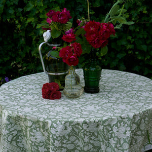 Tablecloth Block Print - Cardo Sage Green 165x340 cm