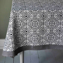 Load image into Gallery viewer, Tablecloth Organic Cotton Block Print - Tiles Black 150x250 cm