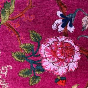 Cushion Cover Velvet Indian Flower Hot Pink