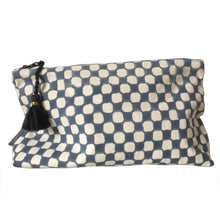Load image into Gallery viewer, Make-up &amp; Toiletry Bag Organic Cotton Block-print Dots Blue
