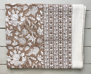 Tablecloth Block Print - Cardo Nougat Beige 165x270 cm