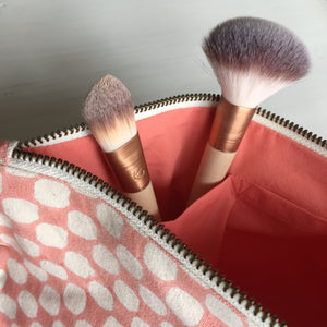 Make-up & Toiletry Bag Organic Cotton Block-print Dots Rose