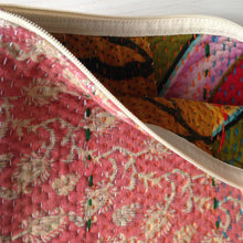 Load image into Gallery viewer, Vintage Kantha Pouch - Peach Paisley