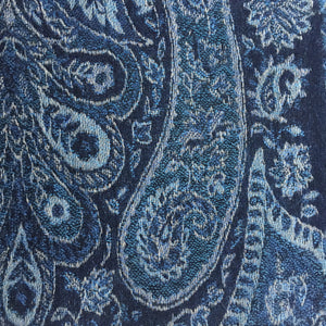 Muffler Scarf Paisley Blue Wool Jacquard 35x165 cm