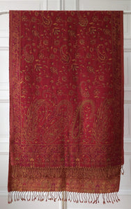 Scarf Paisley Red Wool Jacquard 70x200 cm