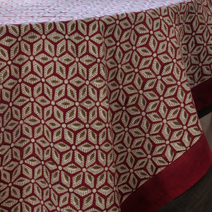 Tablecloth Organic Cotton Block Print - Tara Wine 150x150 cm