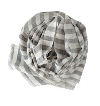 Load image into Gallery viewer, Scarf Stripe Grey Melange Off White Cotton/Wool